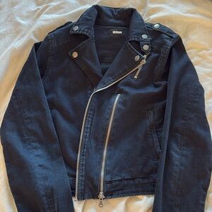 HUDSON motorcycle jacket, black denim, kids XL